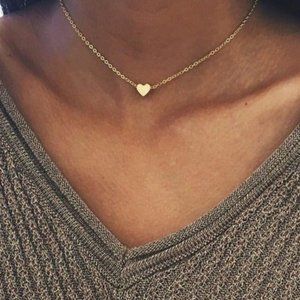 Dainty Simple Heart Choker Necklace